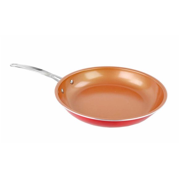 9.5 Ultra Nonstick Red Copper Frying Pan With Stainless Steel Handle - Picture 1 of 4